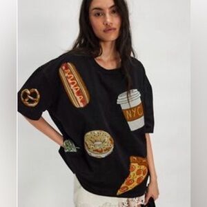 NWT Denim And Bone Dinner Party Embroidered Tee / NEW